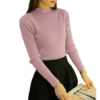 Slim Fashion Thin Women Sweater Half Turtleneck Ruffles Collar Solid Color Pullover Sweater Female Autumn Winter Sweater YP1134
Slim Fashion Thin Women Sweater Half Turtleneck Ruffles Collar Solid Color Pullover Sweater Female Autumn Winter Sweater YP1134