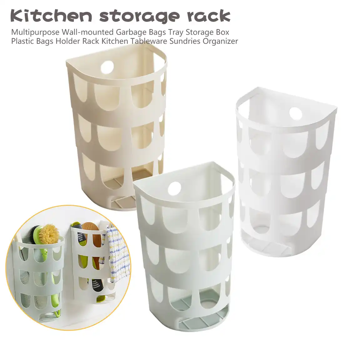 garbage tray,garbagefairy tableware sundries organizer wall-mounted garbage bags tray