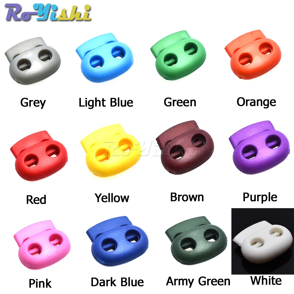 Description Picture 2 of item12 Pcs/Pack Mixed Colorful 5mm Hole Plastic Stopper Cord Lock Bean Toggle Clip Apparel Shoelace Sportswear Accessorie