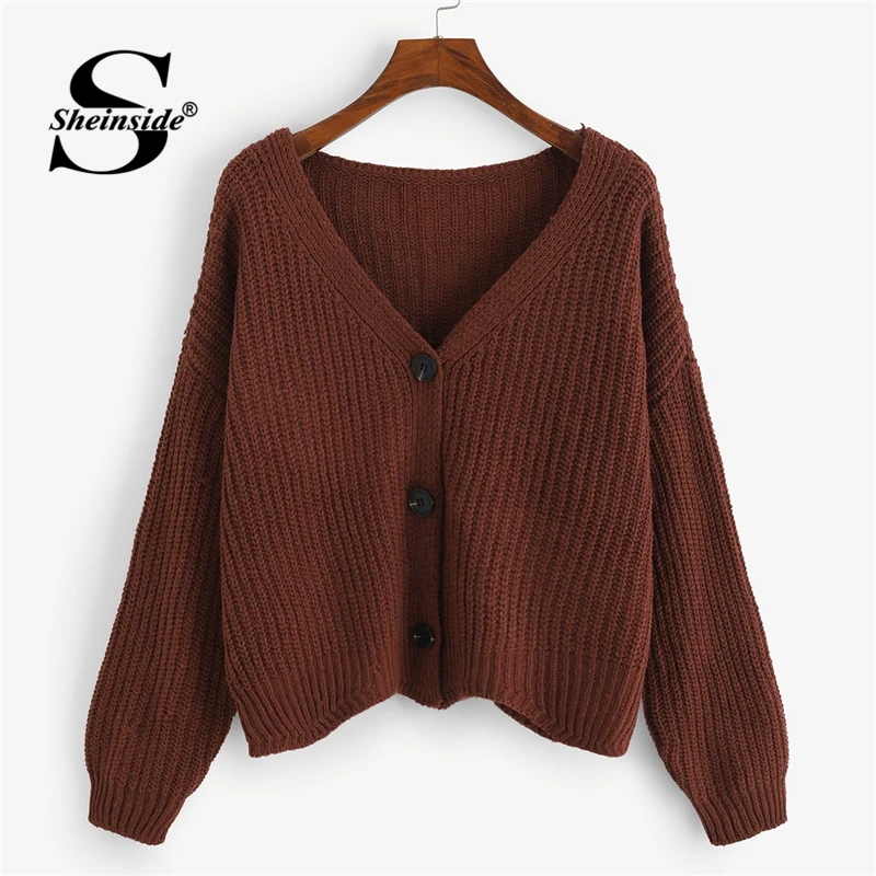 Sheinside Brown Single Breasted Solid Sweater Cardigan Women Clothes 2018 Autumn Fashion Womens Sweater Long Sleeve Ladies Coats
Sheinside Brown Single Breasted Solid Sweater Cardigan Women Clothes 2018 Autumn Fashion Womens Sweater Long Sleeve Ladies Coats