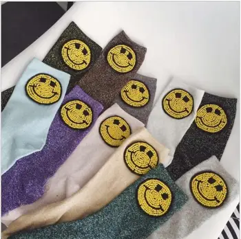 Smile Face Pre-design Colorful Glitter Socks Women Cotton Hand beading Socks Long Funny Socks Warm Shiny Ladies Harajuku Socks
Smile Face Pre-design Colorful Glitter Socks Women Cotton Hand beading Socks Long Funny Socks Warm Shiny Ladies Harajuku Socks