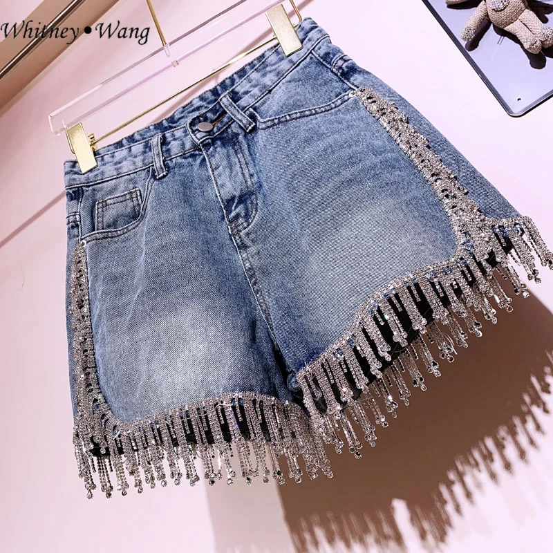 WHITNEY WANG 2019 Summer Fashion Streetwear Bling Bling Diamonds Tassel Shorts Jeans Women Stylish Denim Pants
WHITNEY WANG 2019 Summer Fashion Streetwear Bling Bling Diamonds Tassel Shorts Jeans Women Stylish Denim Pants