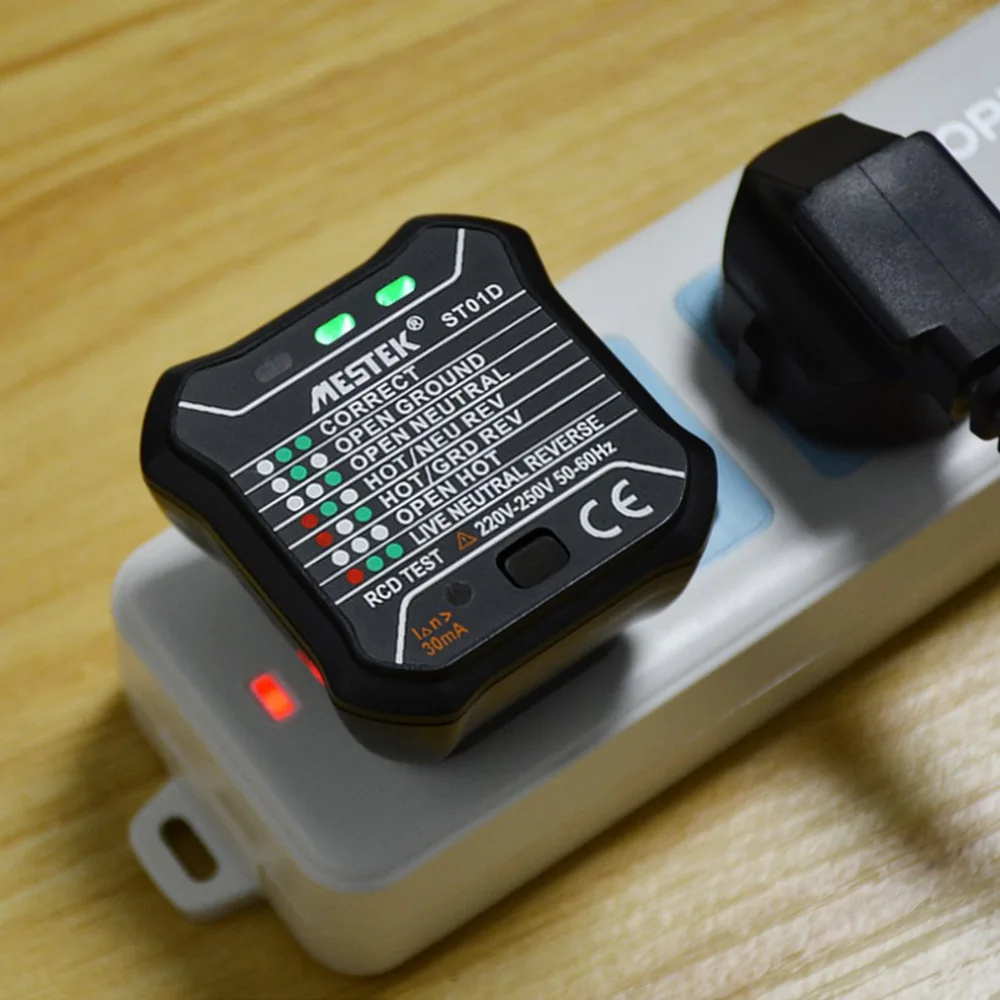 ST01D Socket Outlet Tester Circuit Polarity Voltage Detector Wall Plug Breaker Finder RCD Test 220V - 250V EU Plug 2018 NEW
ST01D Socket Outlet Tester Circuit Polarity Voltage Detector Wall Plug Breaker Finder RCD Test 220V - 250V EU Plug 2018 NEW