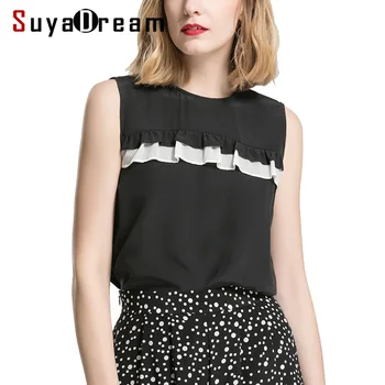 Women Summer Blouese 100% REAL SILK Crepe Black Blouse Sleeveless Office Lady Shirt 2019 Spring Summer Tanks
Women Summer Blouese 100% REAL SILK Crepe Black Blouse Sleeveless Office Lady Shirt 2019 Spring Summer Tanks