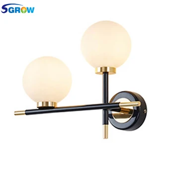SGROW 2 Glass Balls Lampshade Wall Lamp with G4 Light Source Indoor Lighting Metal Brief Design Wall Sconce Lights for Bedroom
SGROW 2 Glass Balls Lampshade Wall Lamp with G4 Light Source Indoor Lighting Metal Brief Design Wall Sconce Lights for Bedroom