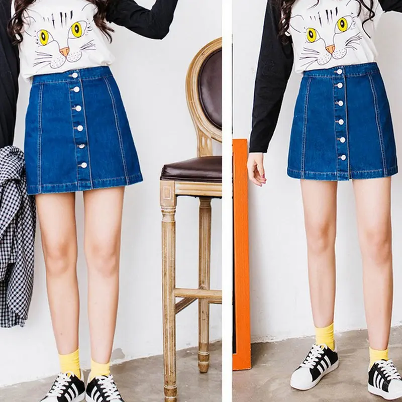 Summer Women Sexy Denim Skirts High Waist Front Single-breasted Vintage Girls Jeans Skirt AIC88
Summer Women Sexy Denim Skirts High Waist Front Single-breasted Vintage Girls Jeans Skirt AIC88
