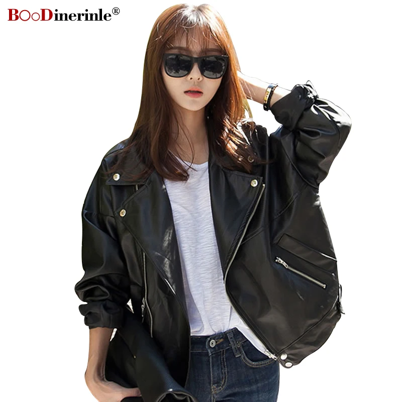 Autumn Women's PU Leather Jackets Handsome Loose Thin BF Style Short Motorcycle Jackets Female Lapel Batwing-sleeve Coat F015
Autumn Women's PU Leather Jackets Handsome Loose Thin BF Style Short Motorcycle Jackets Female Lapel Batwing-sleeve Coat F015