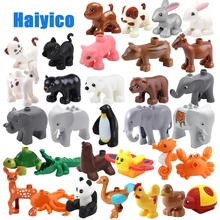 Kebun Binatang Model Blok Bangunan Asli Partikel Besar Batu Bata Aksesori Mainan Kompatibel dengan Duplo Rusa Hewan Panda Gajah Penguin(China)