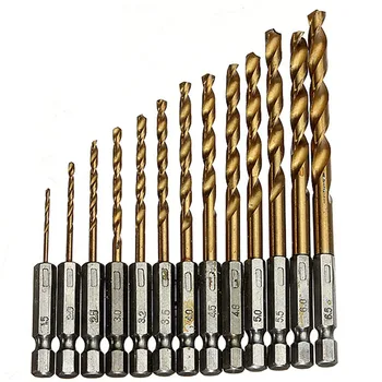 13pcs 1.5-6.5mm Titanium Coated Twist Drill Bit Set High Quality Power High-Speed Steel HSS Hexagonal Shank Drill Bit Hand Tools
13pcs 1.5-6.5mm Titanium Coated Twist Drill Bit Set High Quality Power High-Speed Steel HSS Hexagonal Shank Drill Bit Hand Tools