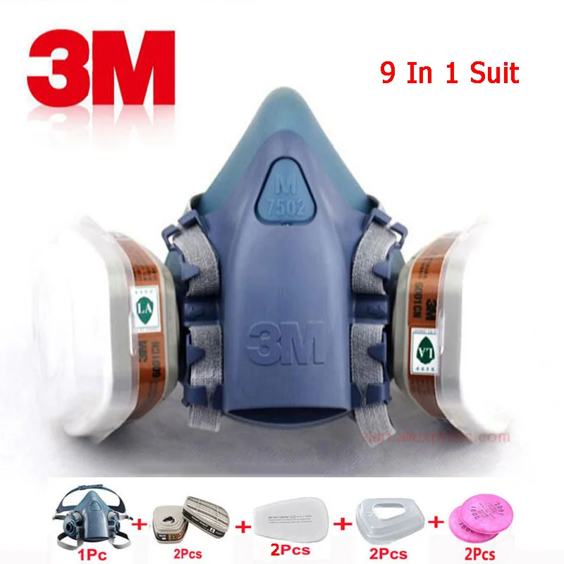 9 in 1 3M7502 Industrial Mask with 6001/2091/5N11 Organic Gas Protective Respirator for Painting Chemical Respiration Protection
9 in 1 3M7502 Industrial Mask with 6001/2091/5N11 Organic Gas Protective Respirator for Painting Chemical Respiration Protection