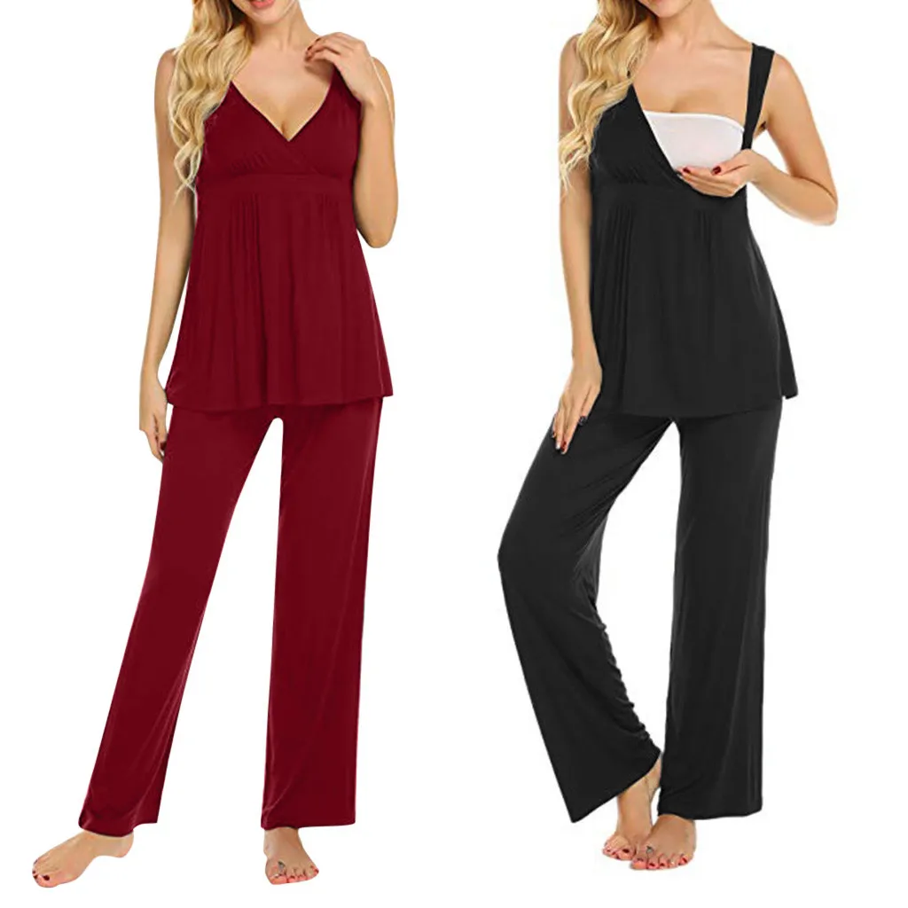 Women Maternity Nursing Sleeveless Solid Set Pregnancy Breastfeeding Tops Pants New arrival 2019
Women Maternity Nursing Sleeveless Solid Set Pregnancy Breastfeeding Tops Pants New arrival 2019