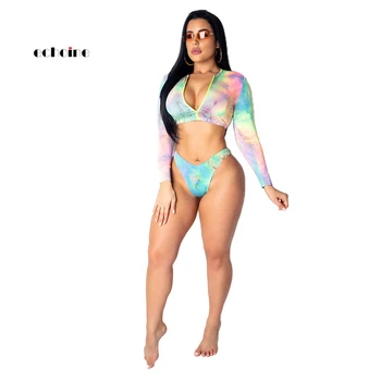 Echoine Women Two Piece Set O-Neck Zipper Cardigan Tie-Dye Print Long Sleeve Coat Briefs Suits High Elastic Swimsuits Sportswear
Echoine Women Two Piece Set O-Neck Zipper Cardigan Tie-Dye Print Long Sleeve Coat Briefs Suits High Elastic Swimsuits Sportswear