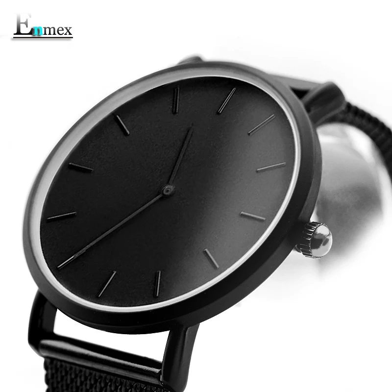 

2017 Enmex cool style men wristwatch Brief vogue simple stylish Black and white face stainless steel quartz clock fashion watch