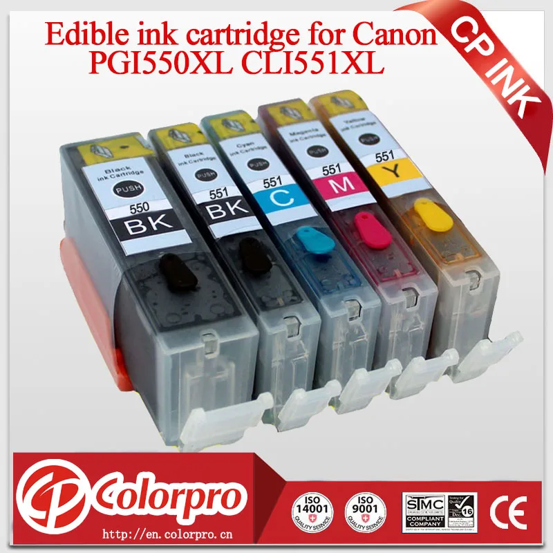 5PK (BK/PBK/C/M/Y) PGI550 CLI551 Edible Ink Cartridge for Canon Printer PIXMA MG5450/MG6350/IP7250/MX925 for Canon PGI 550XL
5PK (BK/PBK/C/M/Y) PGI550 CLI551 Edible Ink Cartridge for Canon Printer PIXMA MG5450/MG6350/IP7250/MX925 for Canon PGI 550XL