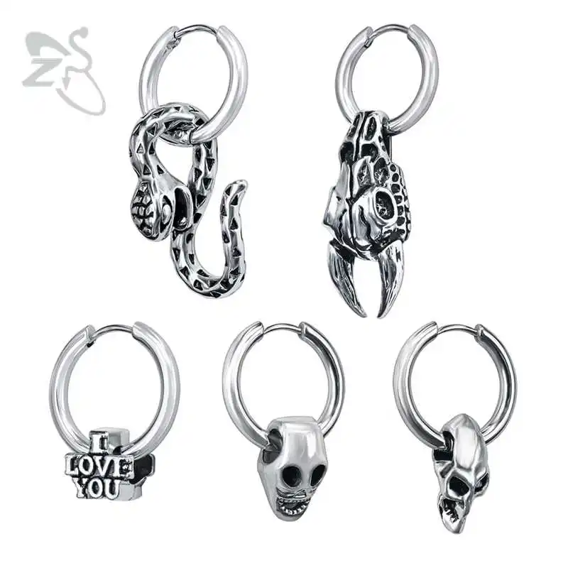 ZS Hoop Earrings for Women Men Vintage Rock Skeleton Earrings Stainless Steel brincos Small Round Hoop Earrings Aros pendientes
ZS Hoop Earrings for Women Men Vintage Rock Skeleton Earrings Stainless Steel brincos Small Round Hoop Earrings Aros pendientes
