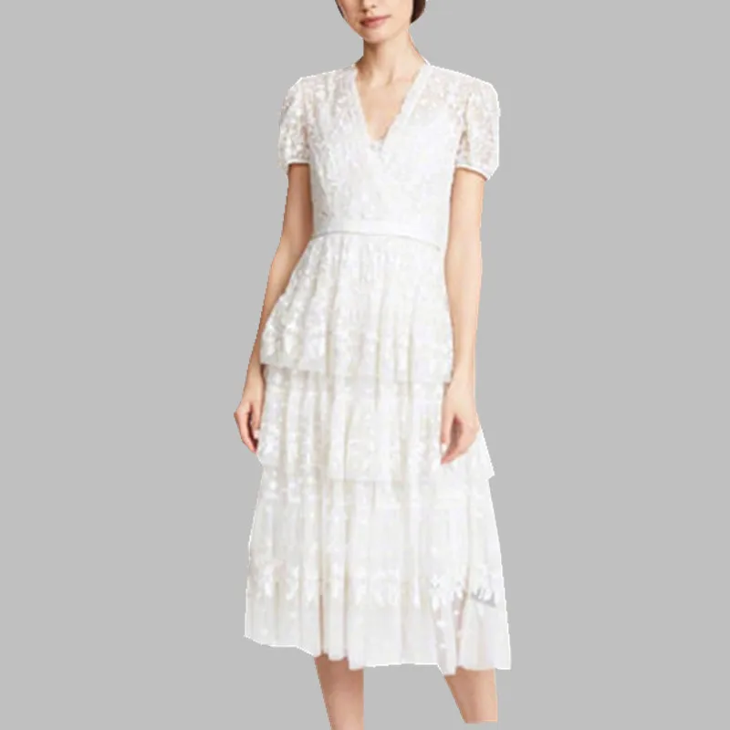 HAMALIEL High Quality Runway Summer Party Lace Dress Fashion Women Lace Embroidery Floral Organza Dresses Vintage Ruffles Dress
HAMALIEL High Quality Runway Summer Party Lace Dress Fashion Women Lace Embroidery Floral Organza Dresses Vintage Ruffles Dress