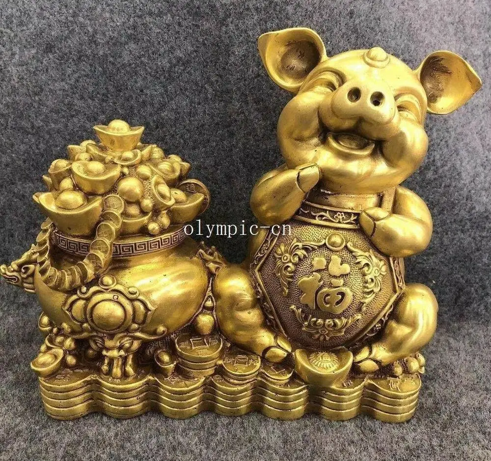 11'' brass copper home fengshui cornucopia treasure wealth auspicious animal pig
11'' brass copper home fengshui cornucopia treasure wealth auspicious animal pig
