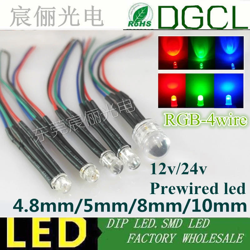 5mm/10mm RGB multicolor Pre-wired 12V/24V 4 cable Red/GREEN/BLUE Tri-color Pre Wired led cable indicator 15cm prewired led
5mm/10mm RGB multicolor Pre-wired 12V/24V 4 cable Red/GREEN/BLUE Tri-color Pre Wired led cable indicator 15cm prewired led