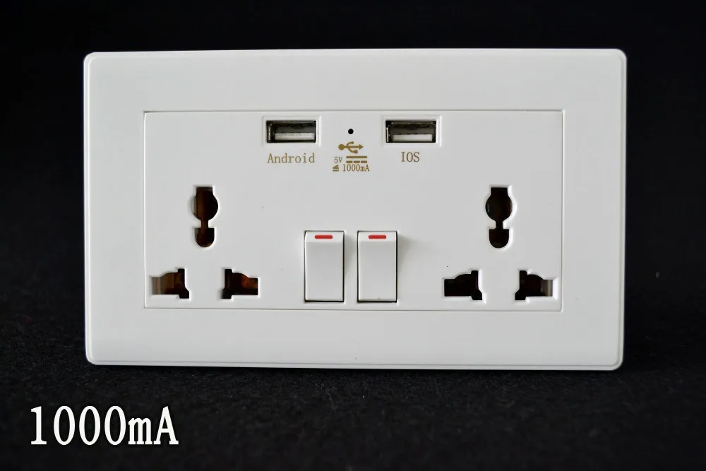 Universal 1000mA Wall Socket Dual 2 USB Plug Switch Power Charger Electric Socket Outlet Adapter Plug Support US/UK/EU Standard
Universal 1000mA Wall Socket Dual 2 USB Plug Switch Power Charger Electric Socket Outlet Adapter Plug Support US/UK/EU Standard