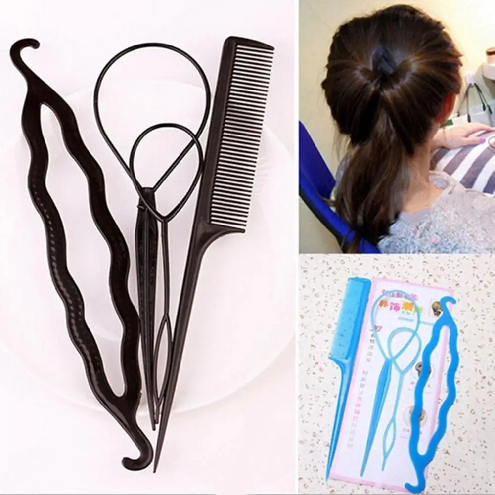 Fashion 4Pcs Women Braiding Comb Topsy Tail Hair Loop DIY Bun Donut Maker Styling Tools Accessories Set
Fashion 4Pcs Women Braiding Comb Topsy Tail Hair Loop DIY Bun Donut Maker Styling Tools Accessories Set