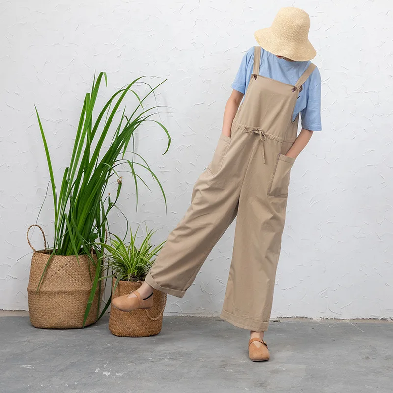 2019 Summer clothes Khaki Cotton and hemp ninth pants Waist tether Tooling feeling Jumpsuits Straight casual trousers D978
2019 Summer clothes Khaki Cotton and hemp ninth pants Waist tether Tooling feeling Jumpsuits Straight casual trousers D978