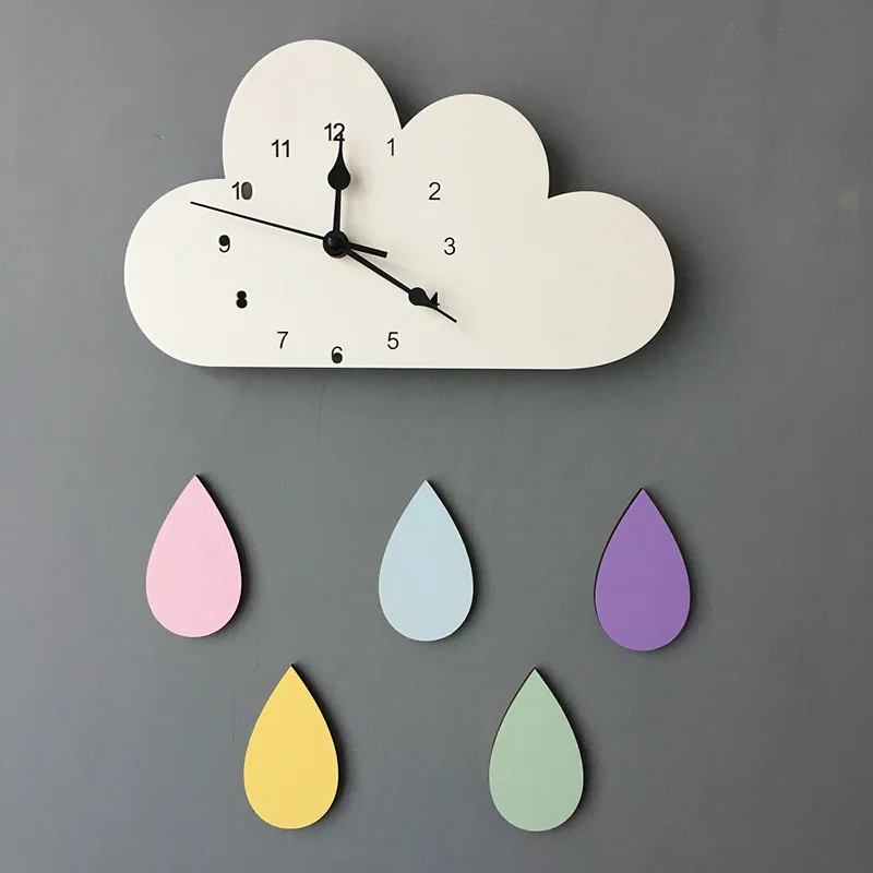 Настенные часы INS в скандинавском стиле милые монохромные форме облака и капли