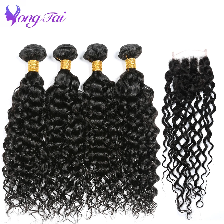 Yongtai Indian Water Wave Bundles With Closure Human Hair Weave 4 Bundles With Lace Closure Natural Black Non Remy Hair Bundles
Yongtai Indian Water Wave Bundles With Closure Human Hair Weave 4 Bundles With Lace Closure Natural Black Non Remy Hair Bundles