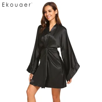 Ekouaer Women Robes Casual Sleepwear Solid Wrap V-Neck Flare Sleeve Kimono Bath Robe Stain Silk Loose Bridesmaid Dressing Gown
Ekouaer Women Robes Casual Sleepwear Solid Wrap V-Neck Flare Sleeve Kimono Bath Robe Stain Silk Loose Bridesmaid Dressing Gown