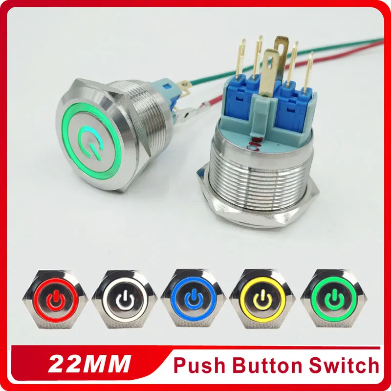 22mm Metal Momentary Push Button Switch LED 3V6V 12V 24V 220V StainlessLess Steel Waterproof Car Auto Engine PC Power Start
22mm Metal Momentary Push Button Switch LED 3V6V 12V 24V 220V StainlessLess Steel Waterproof Car Auto Engine PC Power Start