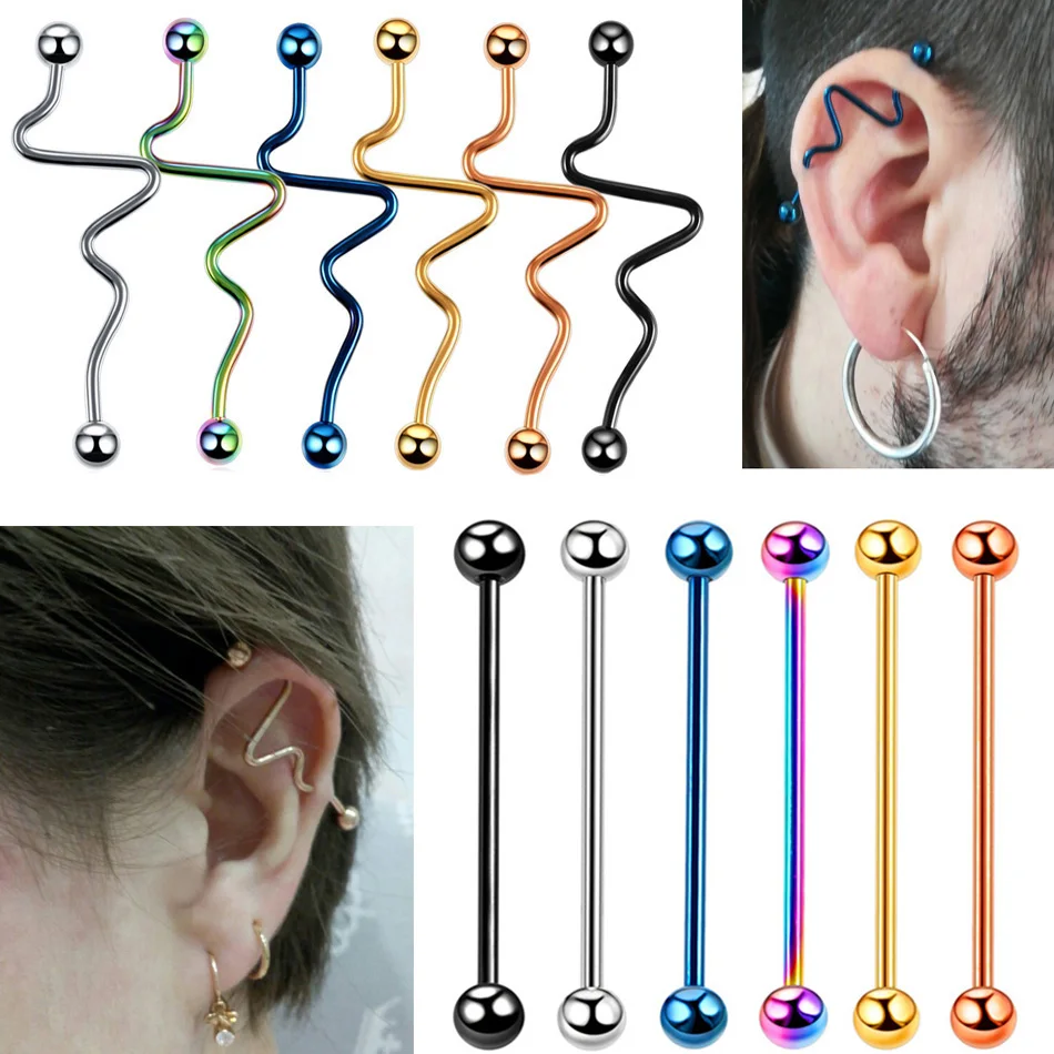 6PCS Steel Twist Industrial Barbell Earrings Piercing Orelha Ear Scaffold Piercing Long Cartilage Bar Earrings Body Jewelry 14G
6PCS Steel Twist Industrial Barbell Earrings Piercing Orelha Ear Scaffold Piercing Long Cartilage Bar Earrings Body Jewelry 14G
