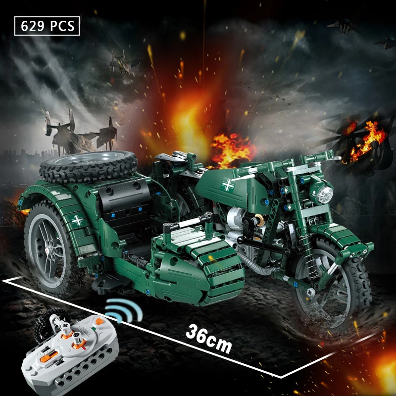629pcs WW2 Military Series RC Motorcycle Technic Building Blocks Bricks Model Army Soldiers Weapon Vehicles
629pcs WW2 Military Series RC Motorcycle Technic Building Blocks Bricks Model Army Soldiers Weapon Vehicles