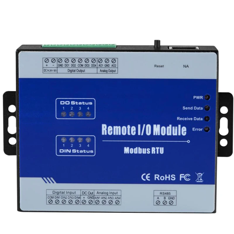 Modbus Remote IO Module Data Acquisition Module (4DI+4DO+4AI+2AO) inbuilt Watchdog High Speed pulse output
Modbus Remote IO Module Data Acquisition Module (4DI+4DO+4AI+2AO) inbuilt Watchdog High Speed pulse output