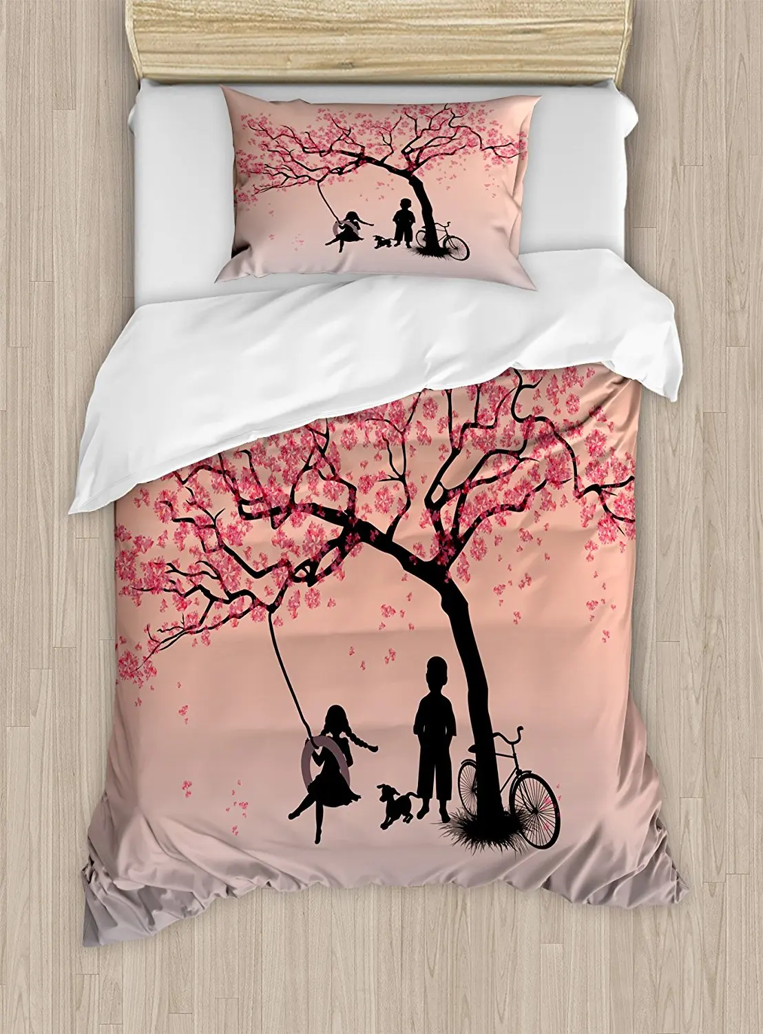 Tree of Life Duvet Cover Set Children Playing on a Tire Swing under Cherry Tree with Dog Blossom Spring Art Bedding Set
Tree of Life Duvet Cover Set Children Playing on a Tire Swing under Cherry Tree with Dog Blossom Spring Art Bedding Set