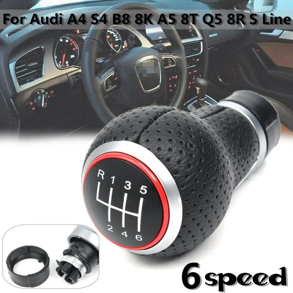 Red Line 6 Speed Gear Shift Knob Manual Gear Handball Shift For Audi A4 S4 B8 8K A5 8T Q5 8R S Line 07-15