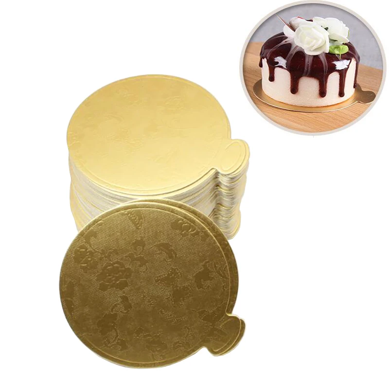 

20pcs/Set Round Mousse Cake Boards Gold Paper Cupcake Dessert Displays Tray Wedding Birthday Cake Pastry Decorative Tools Kit