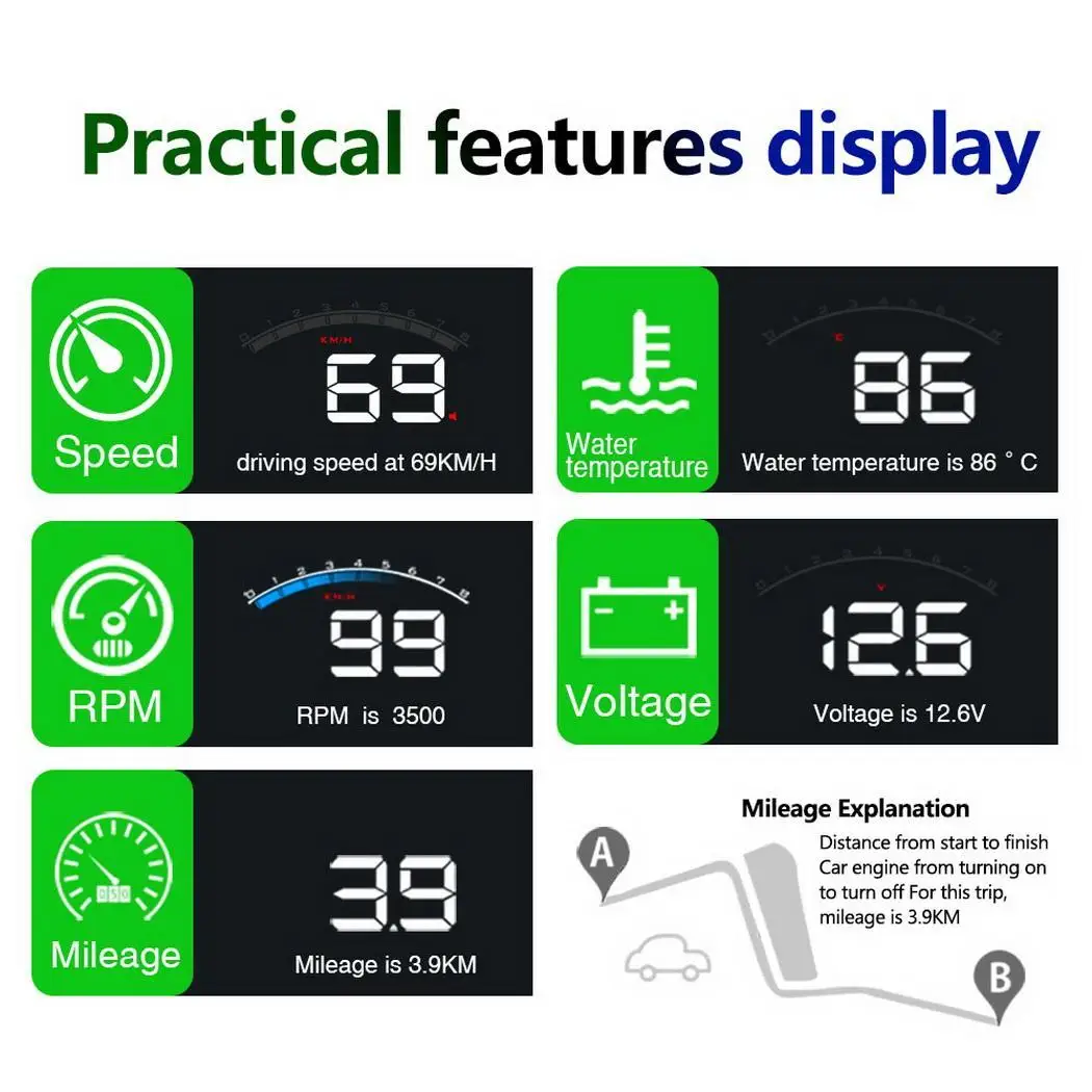 M9 5.5Inch OBD HUD Car Head Up Display On-Board Computer hud Display Car Electronics obd2 Car Speedometer Windshield Projector
M9 5.5Inch OBD HUD Car Head Up Display On-Board Computer hud Display Car Electronics obd2 Car Speedometer Windshield Projector