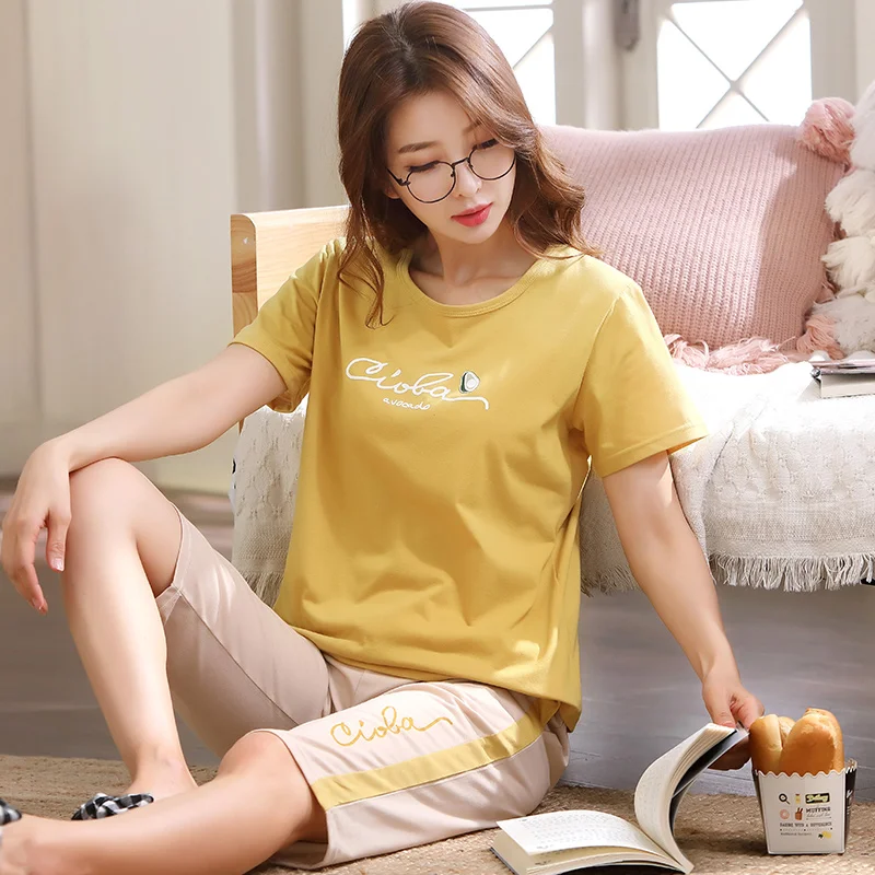 Summer Women Pajamas Set 100%Cotton Cartoon Sweet Loose Comfortable Soft Plus Size M-5XL Ladies Pyjamas Girls Sleepwear
Summer Women Pajamas Set 100%Cotton Cartoon Sweet Loose Comfortable Soft Plus Size M-5XL Ladies Pyjamas Girls Sleepwear