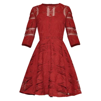 Luxury Lace Embroidery Women Dress Elegant O-Neck Half Sleeve A-Line Dresses E5241
Luxury Lace Embroidery Women Dress Elegant O-Neck Half Sleeve A-Line Dresses E5241