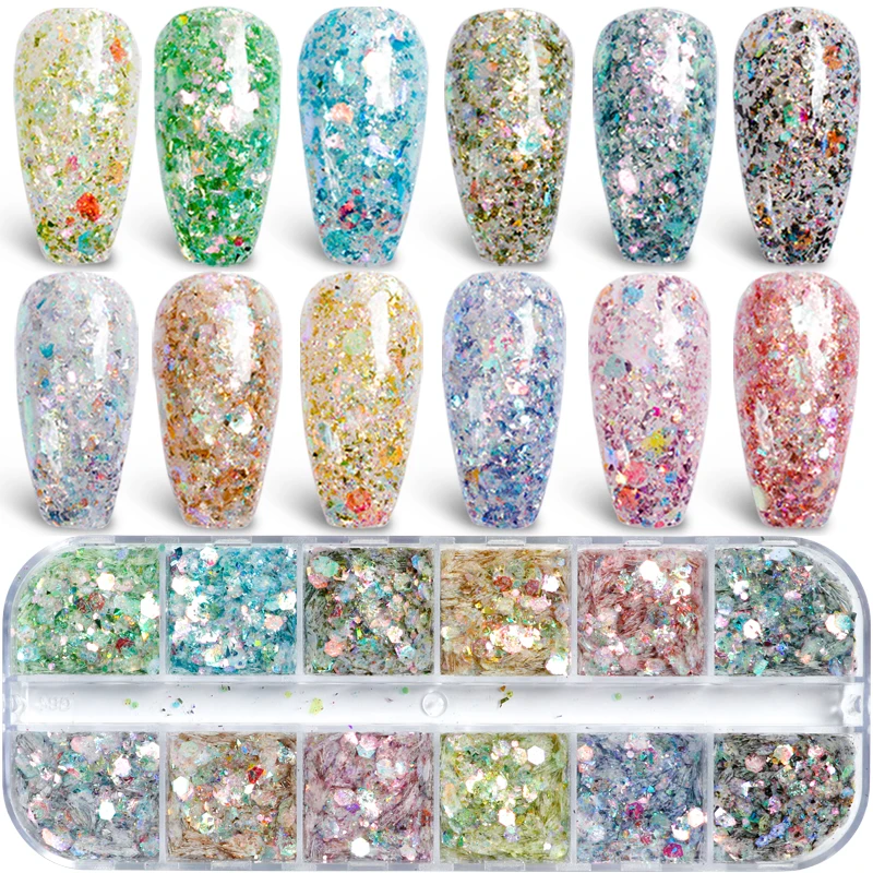 12 Grids Nail Glitter Mermaid Flakes 3D Charms mixed colors Hexagon Holo Sequins Dust Decoration for Beauty Manicure Tool
12 Grids Nail Glitter Mermaid Flakes 3D Charms mixed colors Hexagon Holo Sequins Dust Decoration for Beauty Manicure Tool