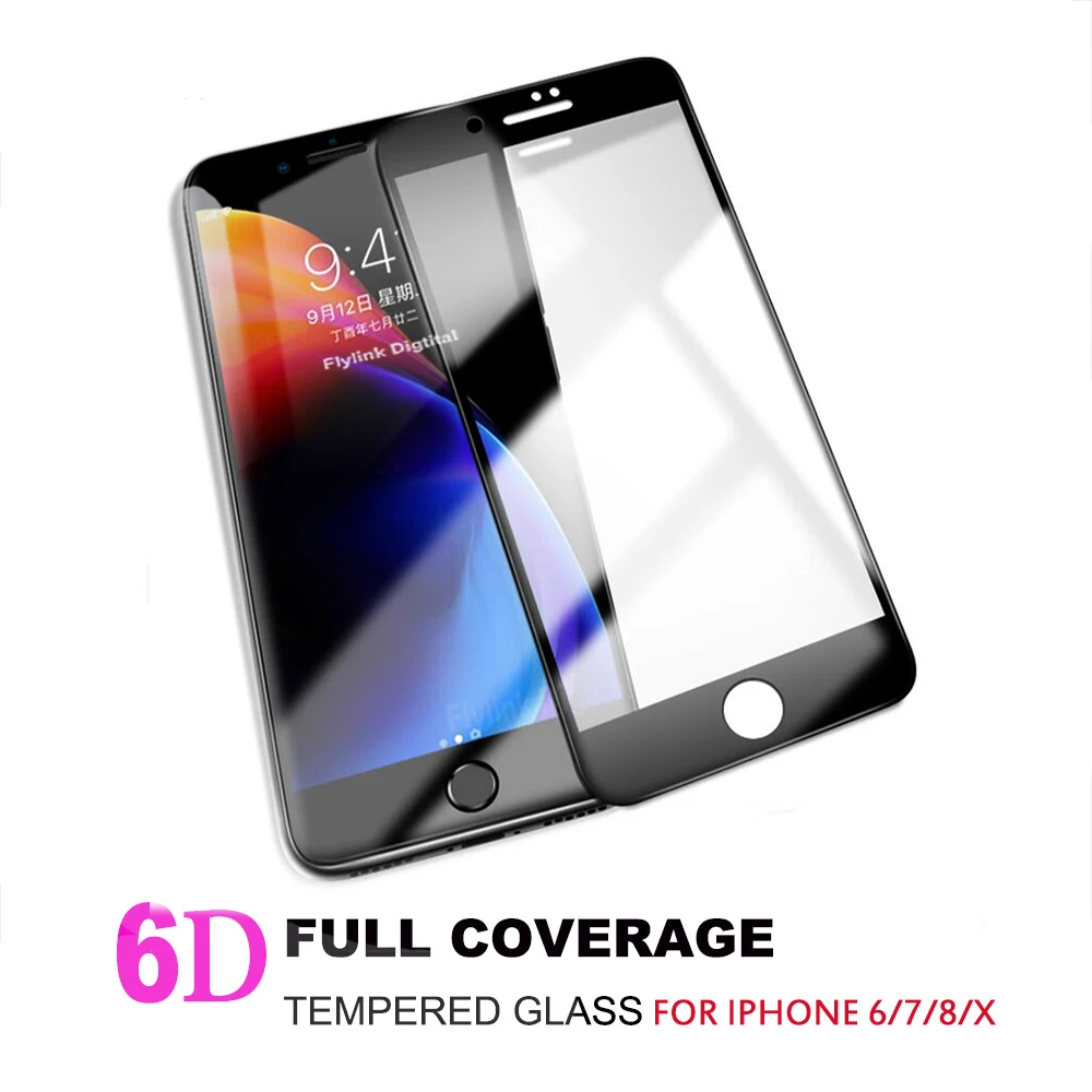 Закаленное стекло 6D для iPhone 6s 6 7 Plus защитное с полным покрытием экрана 8X6Plus черное|Защитные стёкла и плёнки| |
