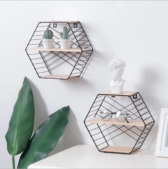 New Geometry European Style Wooden & Metal Hexagon Shape Storage Rack 2 layer Wall Shelf Wall Sundries Holder Home Storage Box
New Geometry European Style Wooden & Metal Hexagon Shape Storage Rack 2 layer Wall Shelf Wall Sundries Holder Home Storage Box