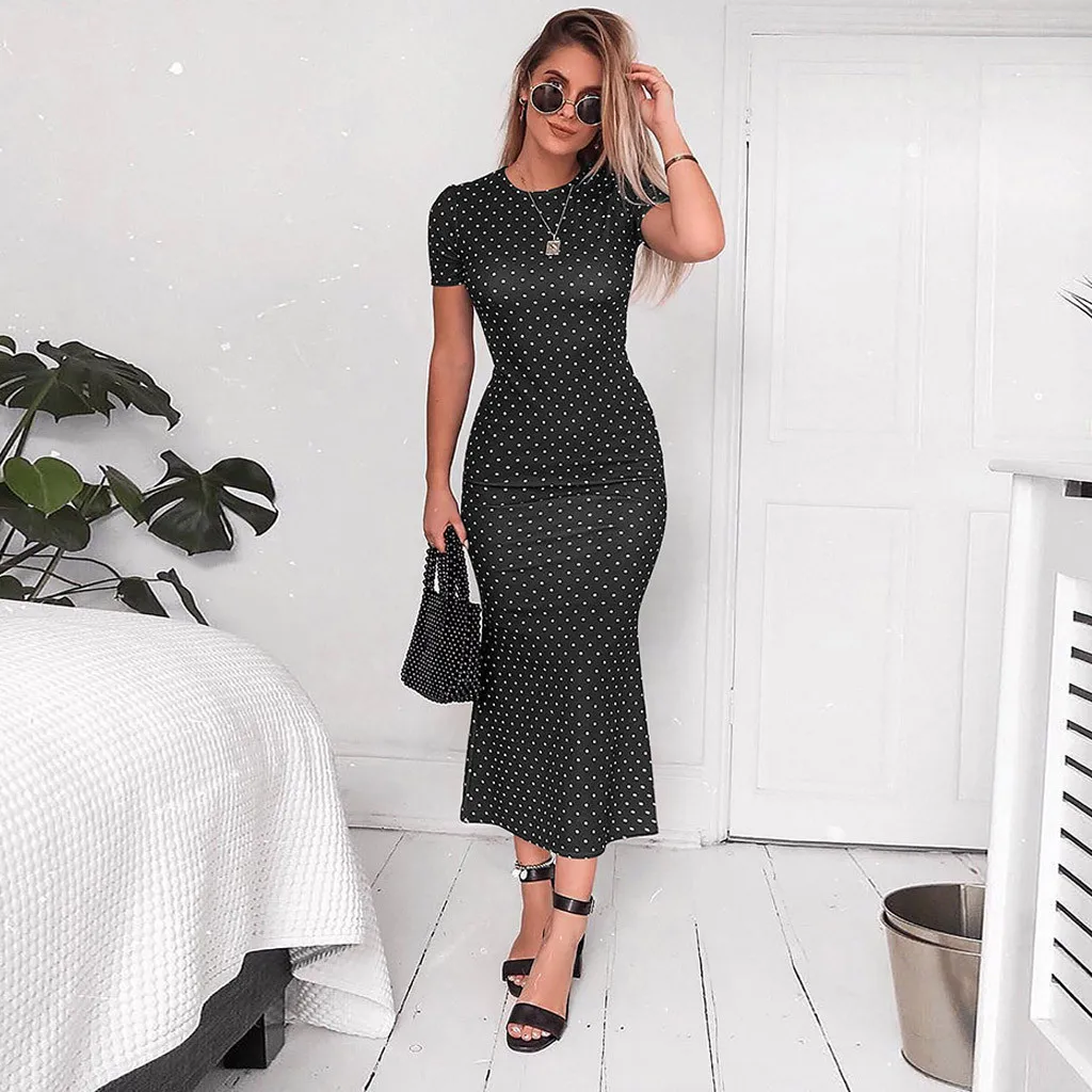 Women Short Sleeve Dress O Neck Dots Mermaid Dress Asymmetric Summer Sundress Holiday dresses woman party night Maxi Dresses
Women Short Sleeve Dress O Neck Dots Mermaid Dress Asymmetric Summer Sundress Holiday dresses woman party night Maxi Dresses