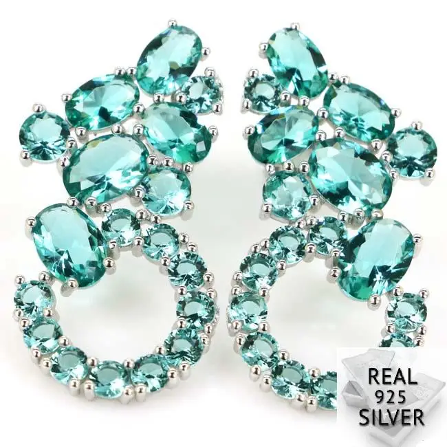 Real 5.6g 925 Solid Sterling Silver Ravishing Rich Blue Aquamarine CZ Woman's Earrings 30x15mm
Real 5.6g 925 Solid Sterling Silver Ravishing Rich Blue Aquamarine CZ Woman's Earrings 30x15mm