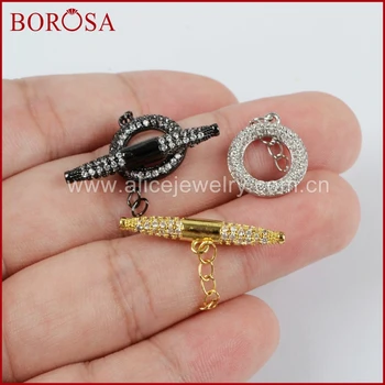 BOROSA 10PCS Mix Color CZ Stone Copper Pave Cubic Zircon OT Clasp for DIY Necklace & Bracelet,Toggle Clasp Jewelry Making WX619 
BOROSA 10PCS Mix Color CZ Stone Copper Pave Cubic Zircon OT Clasp for DIY Necklace & Bracelet,Toggle Clasp Jewelry Making WX619