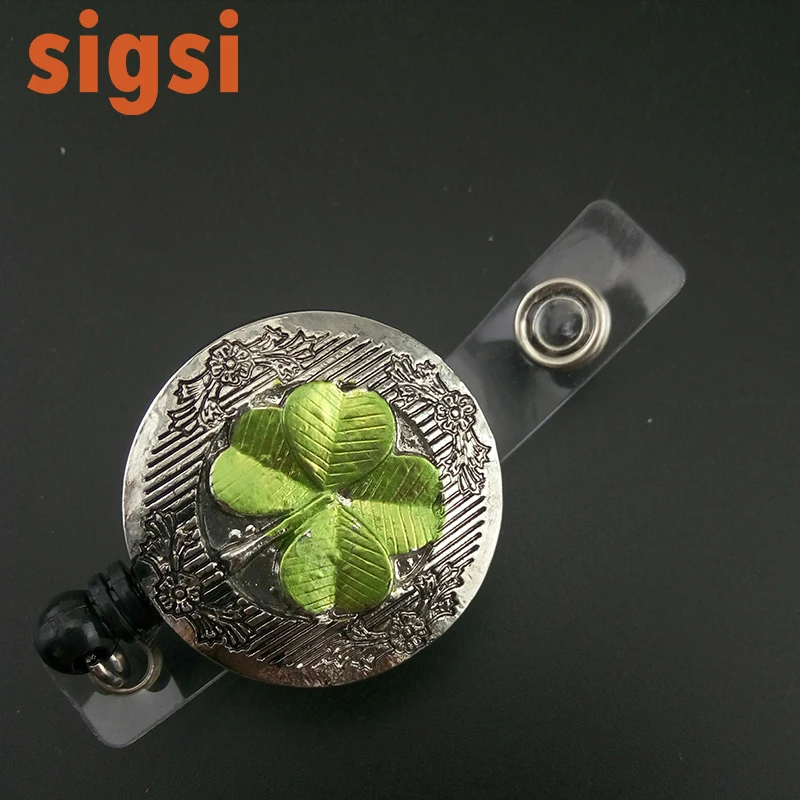 10pcs free shipping vintage round shape with green 4 leaf Clover Retractable id badge reel clips plant id badge holders
10pcs free shipping vintage round shape with green 4 leaf Clover Retractable id badge reel clips plant id badge holders