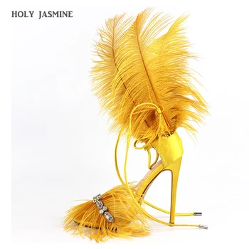 2019 Summer New Runway Feather Decor Women Sandals 12CM High Heels Sexy Rhinestone Women Pumps Stiletto Prom Dress Shoes Woman
2019 Summer New Runway Feather Decor Women Sandals 12CM High Heels Sexy Rhinestone Women Pumps Stiletto Prom Dress Shoes Woman