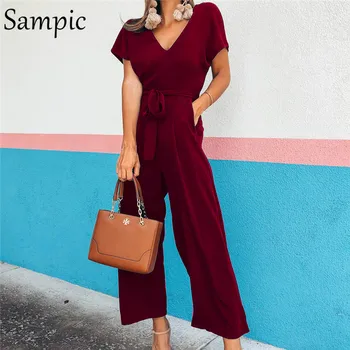 Sampic Office Ladies Jumpsuit Women Overalls Short Sleeve Sash Combination Jumpsuits Casual Elegant Black Romper Womens Jumpsuit
Sampic Office Ladies Jumpsuit Women Overalls Short Sleeve Sash Combination Jumpsuits Casual Elegant Black Romper Womens Jumpsuit