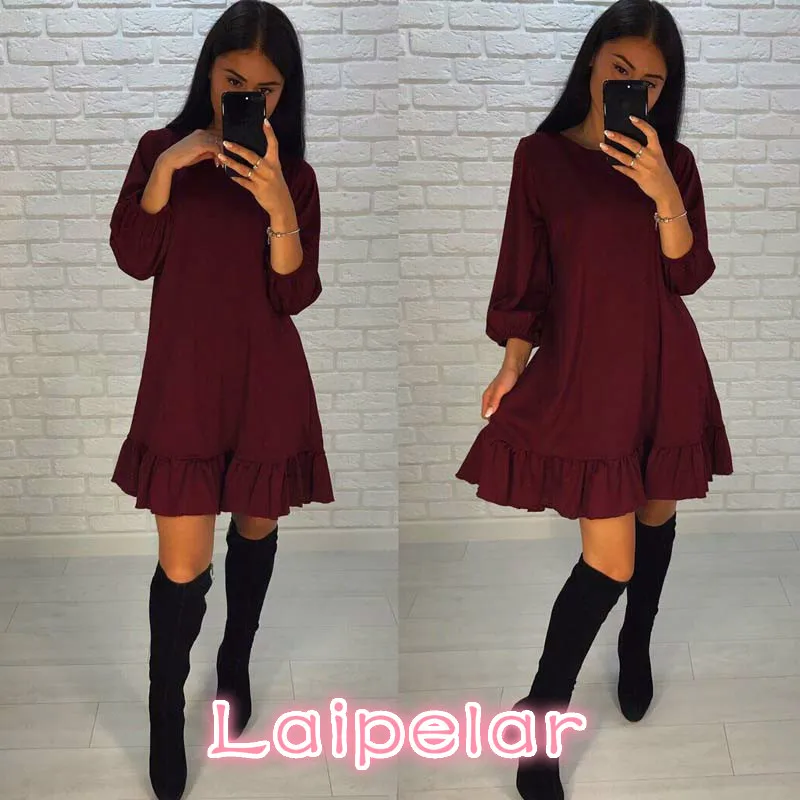 Laipelar 2018 Spring New Fashion Dress Women Casual O-neck three quarter Lantern Sleeve Hem Ruffles Loose Dresses Party Vestidos
Laipelar 2018 Spring New Fashion Dress Women Casual O-neck three quarter Lantern Sleeve Hem Ruffles Loose Dresses Party Vestidos