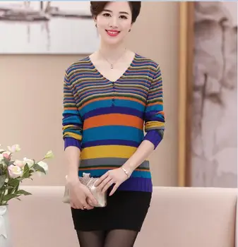2017 New Arrivals Rainbow Stripes Women Sweaters Fashion Autumn & Spring Knitwear V-neck Casual Patchwork Sweater
2017 New Arrivals Rainbow Stripes Women Sweaters Fashion Autumn & Spring Knitwear V-neck Casual Patchwork Sweater