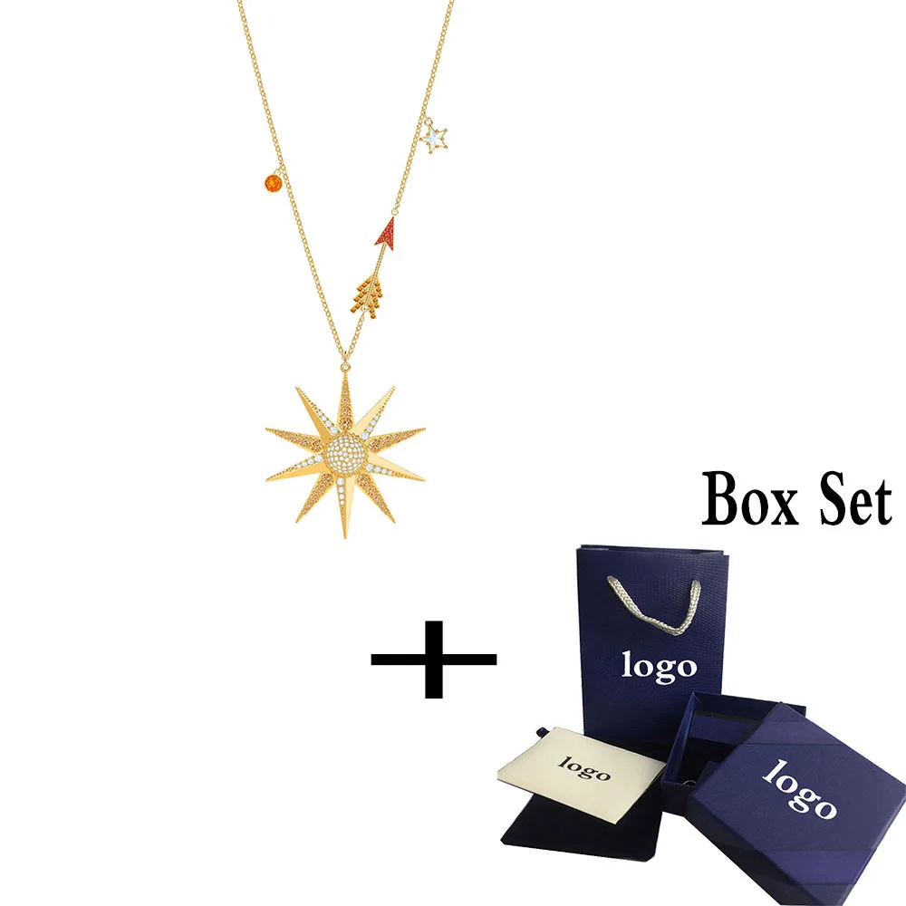 

SWA RO Original New LUCKY GODDESS STAR Necklace Female Shiny Crystal Clavicle Necklace For Mommy Girlfriend's Best Choice Gift